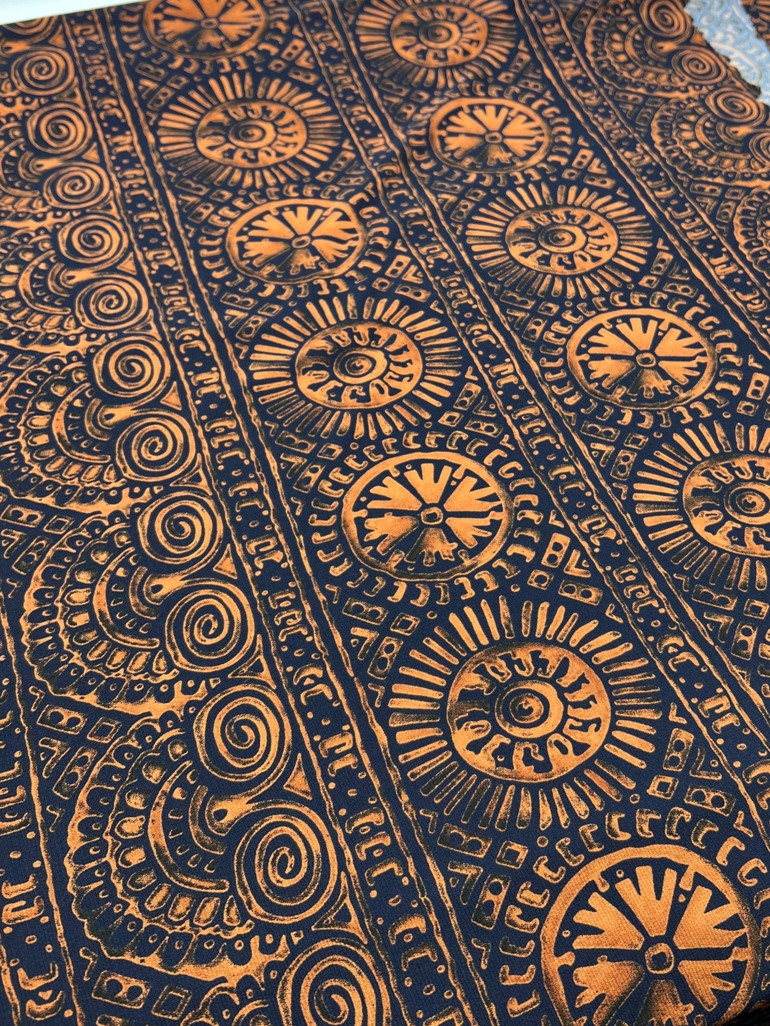 Navy Terracotta Print ITY Fabric 4 Way Stretch - T9 Fabrics